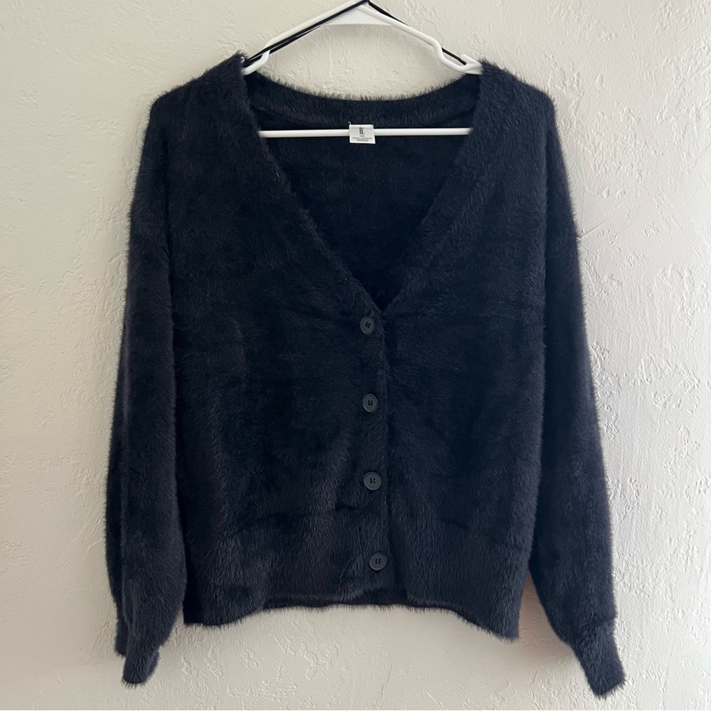Abound Black Fuzzy Soft Cardigan XS